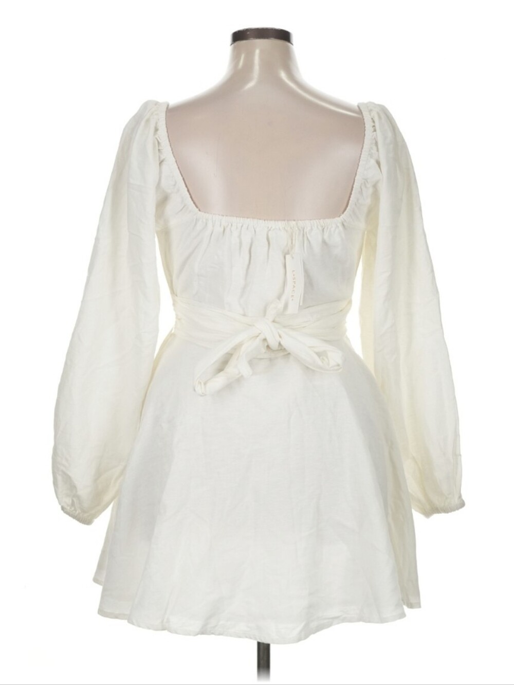 L*SPACE Rosita Dress XL NWT Ivory Linen Blend Cutout Tie Back Mini $165 - Picture 3 of 9
